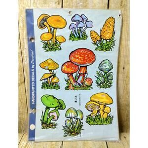 Vtg Decorcal Hand Painted Decals Psychedelic Mushrooms A-10 Large Sheet
